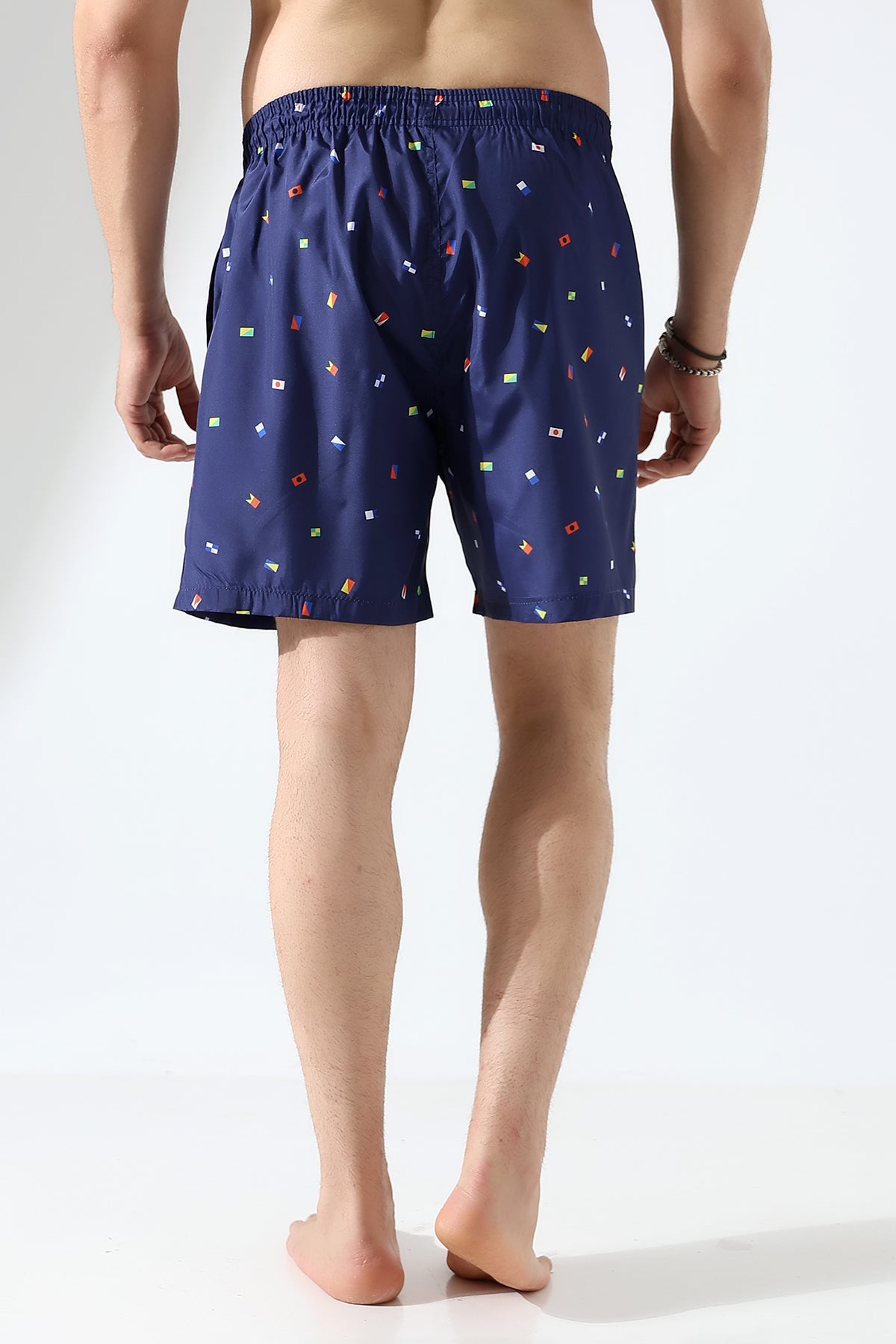 LACİVERT BAYRAK DESENLİ ERKEK  ŞORT